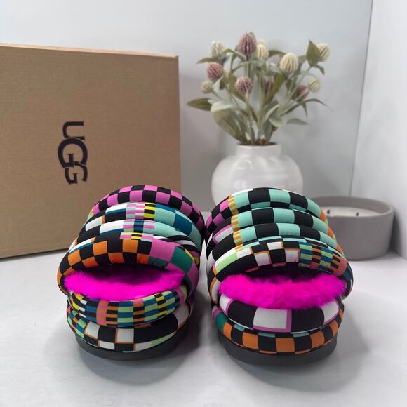UGG Maxi Checks Platform Slide Sandals Multicolor 1130842 Women's US 5 NWB - Picture 5 of 11